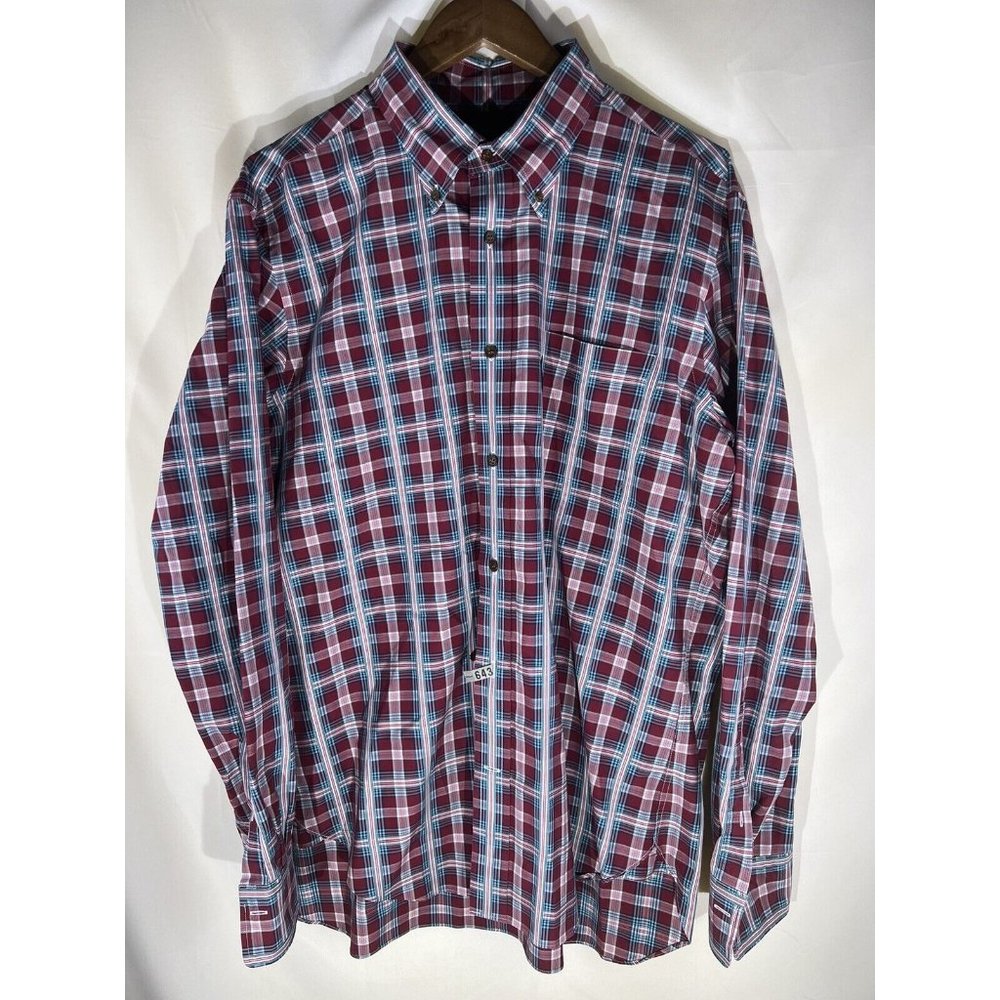 Faconnable Long Sleeve Button Down Dress Shirt Plaid  Size XL Multi Color